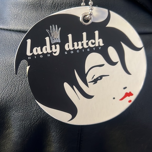 Lady Dutch leather feel jacket with attached scarf - Picture 8 of 10